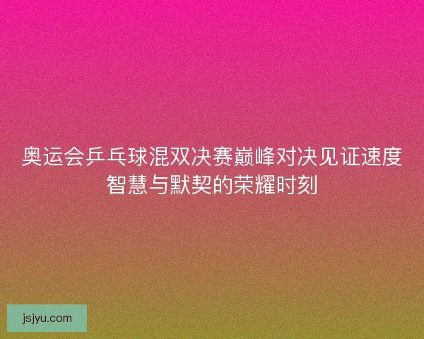 奥运会乒乓球混双决赛巅峰对决见证速度智慧与默契的荣耀时刻